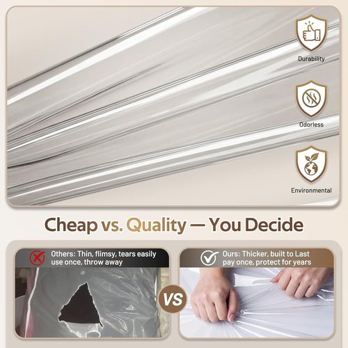 MISSLO 10" Gusseted Clear Garment Bags - 3 Pack 40" Suit Covers for Closet Storage & Clothing Protection