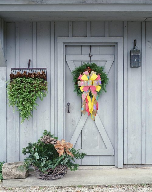 Hying Easter Wreath Bow - Flaxen Yellow & Pink Burlap Ribbon | Large Holiday Spring Decor