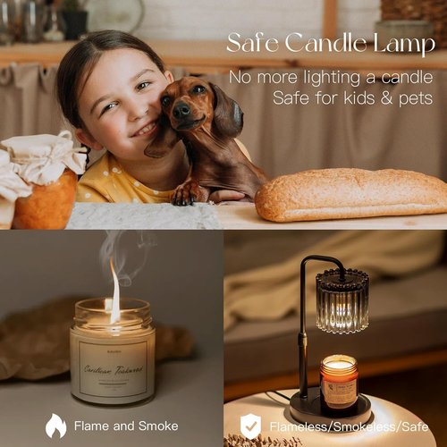 Candeldo Candle Warmer Lamp - Adjustable Black Wax Melt Warmer with Timer | Dimmable Modern Decor Gift