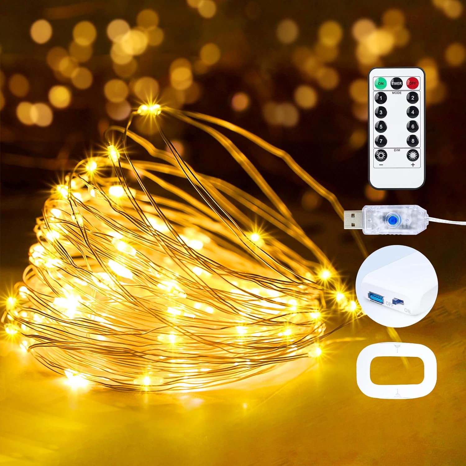 Skiennix Fairy String Lights - 16ft 50 LED Copper Lights with Remote & Timer | Waterproof for Indoor & Outdoor Decor