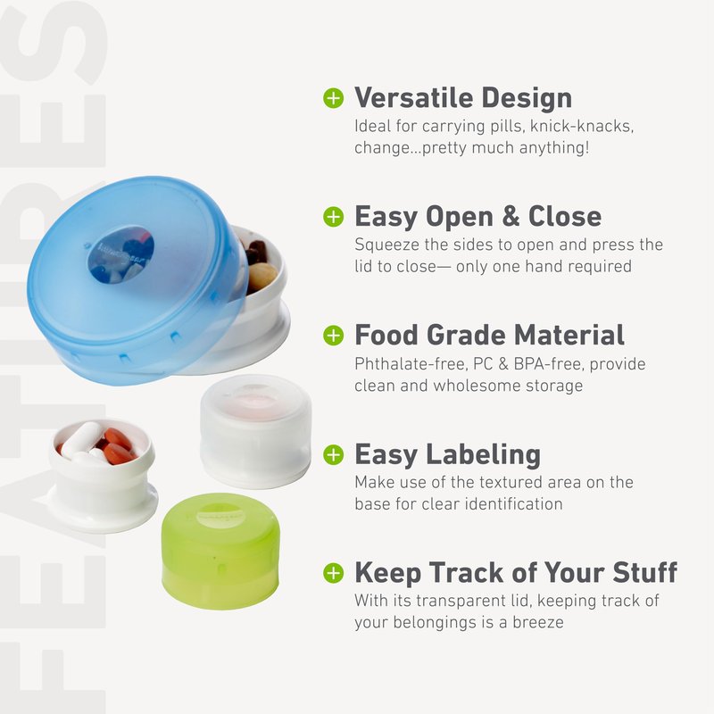 humangear GoTubb – Storage Containers for Snacks, Small Essentials and Travel Gear, Made from Food-Safe Materials, Clear/Green/Blue, Small (3-pack)