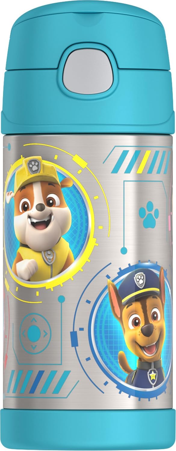 THERMOS FUNTAINER Water Bottle - 12 Ounce Kids Stainless Steel Insulated Bottle | Paw Patrol Blue