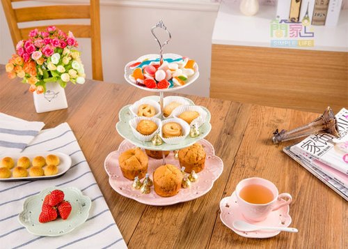 Jusalpha 3-Tier Multi Color Ceramic Serving Stand,Cake Stand-Dessert Stand-Cupcake Stand-Tea Party Serving Platter (3 Color-Gold)