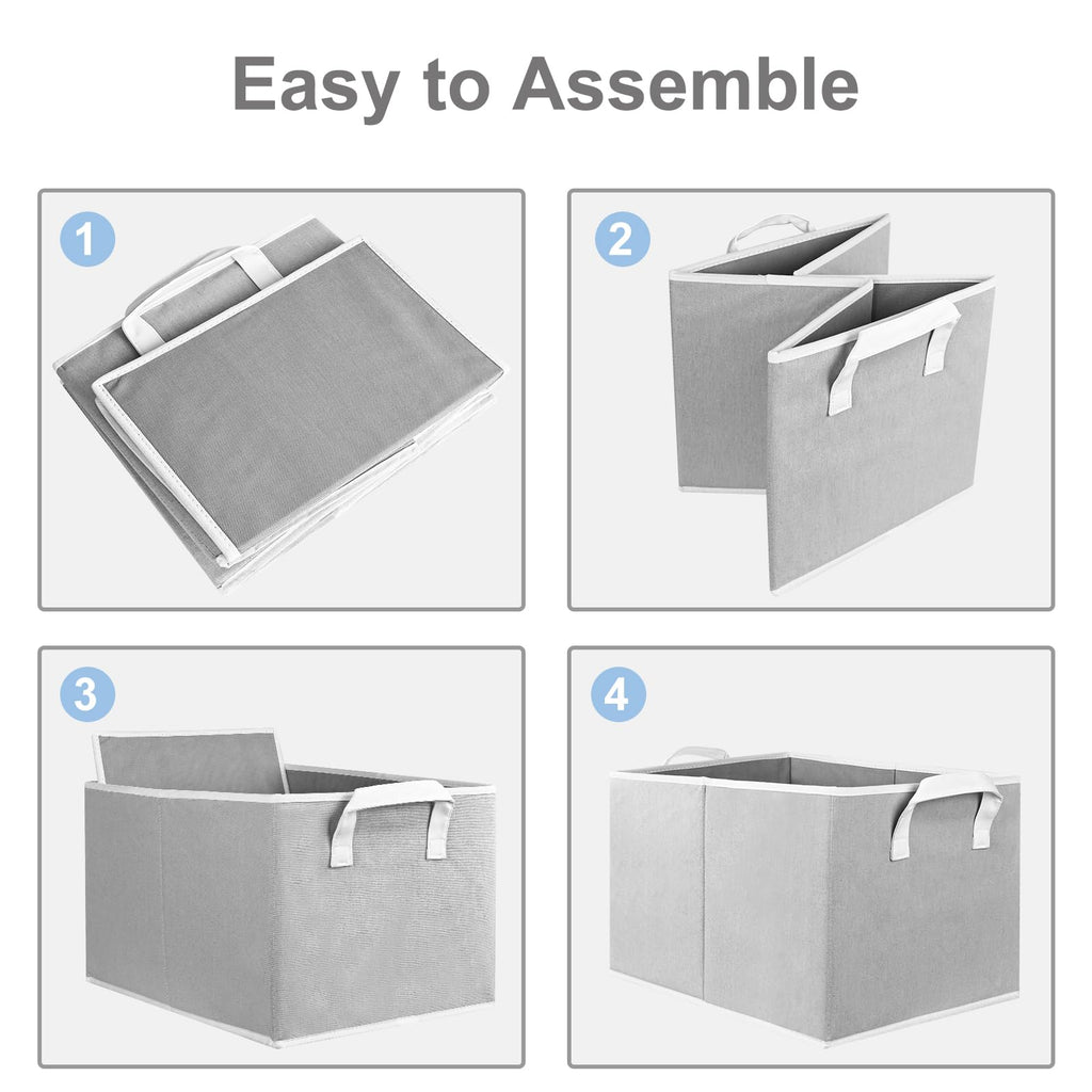 Closet Storage Bins, Fabric Closet Organizers and Storage Basket for Shelves, Collapsible Shelf Baskets for Organizing Shelves, Bedroom Clothes Basket, Gray, 3 Pack