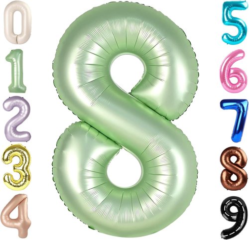 40 Inch Olive Green Number 8 Balloon | Perfect for 8th Birthday, Weddings & Graduations