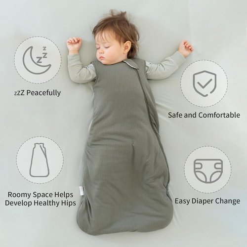 BubblePanda Bamboo Sleep Sack | Breathable 1.0 Tog Newborn Infant Wearable Blanket (0-6 Months)