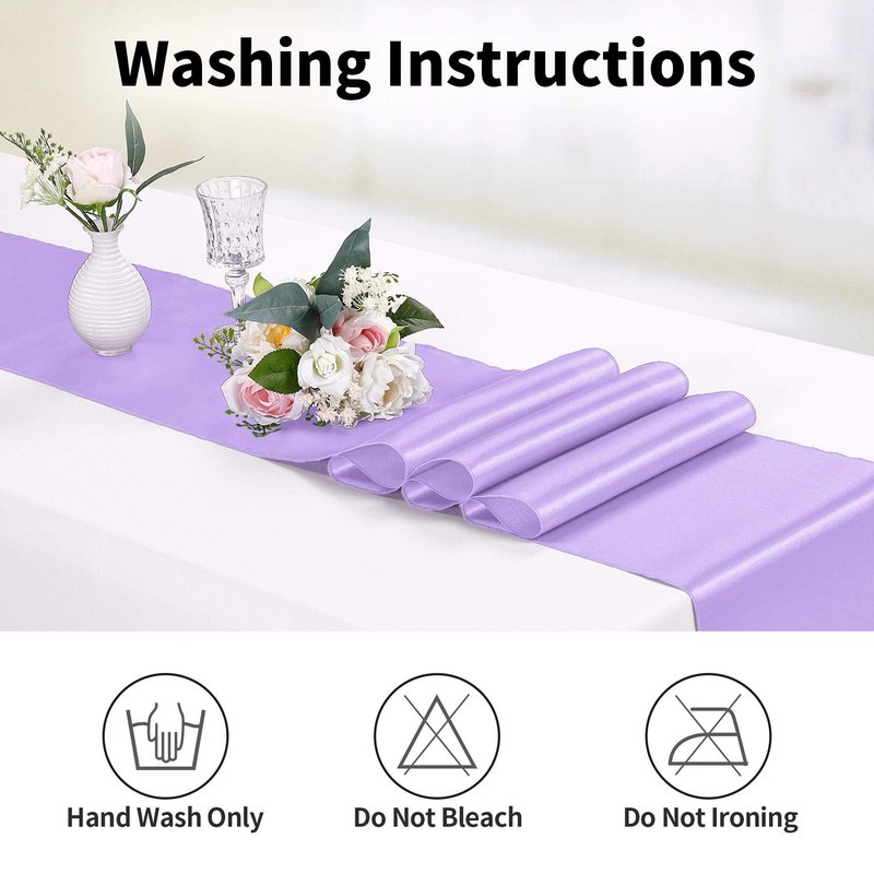 15-Pack Satin Table Runner Lavender 12 x 108 inches Long, Table Runners for Wedding, Birthday Parties, Banquets Decorations（15 Pack, 12x108 Inch, Lavender）