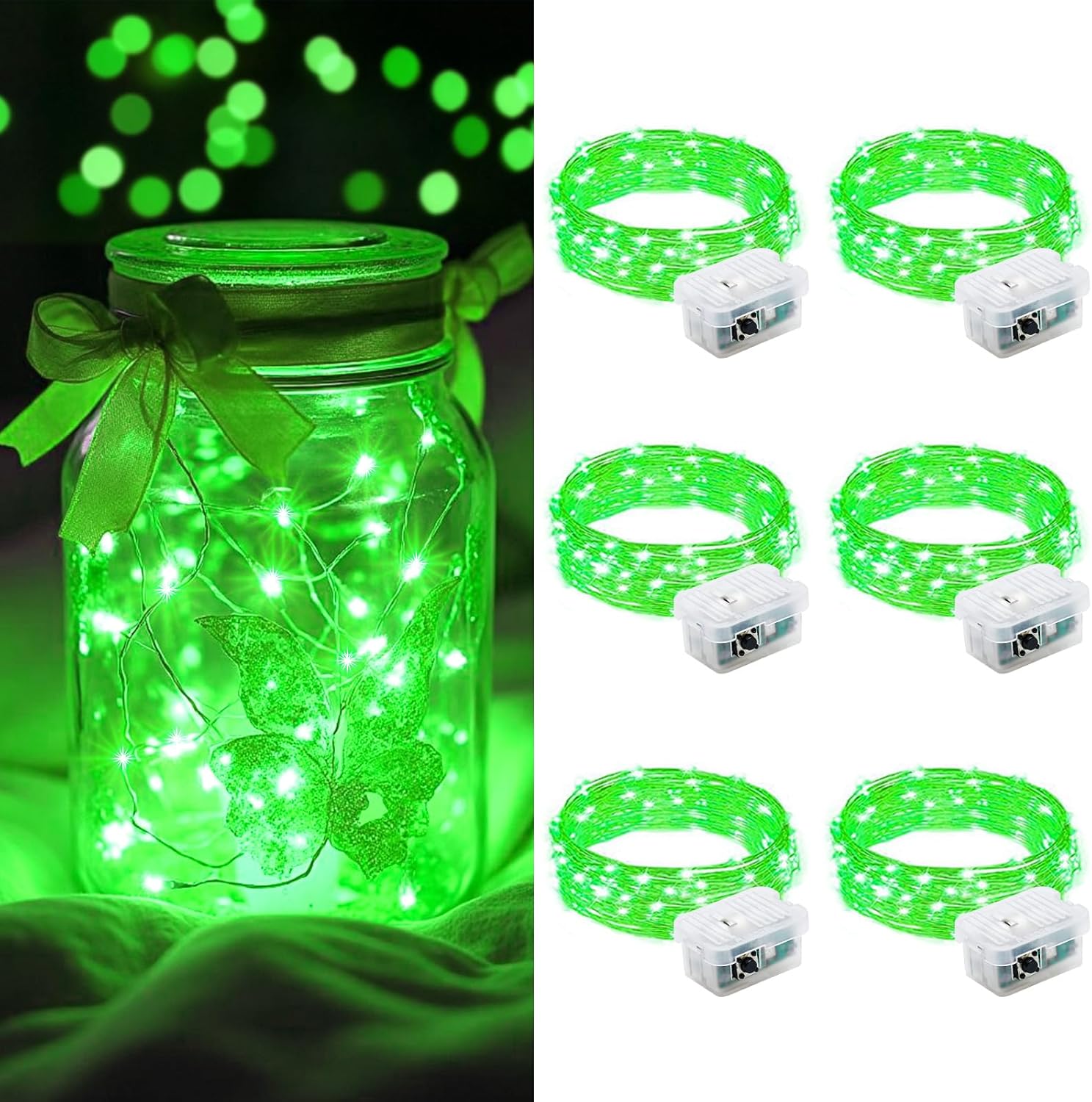 AIKEI LED Fairy Lights - 6 Pack Battery Operated Mini String Lights | Waterproof 7ft 20 LED for Weddings, Parties, and Christmas Decor