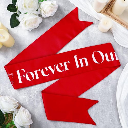 Fanfanwin Funeral Sash - Memorial Wreath Ribbon for Casket | 58x4'' Red, Forever in Our Hearts