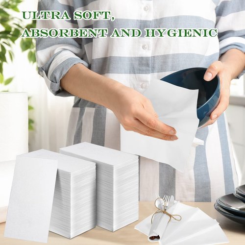 Colarr 600 Paper Hand Towels Bathroom Guest Towels, 12" x 17" Disposable Paper Napkins Guest Decorative Dinner Hand Napkin for Wedding Holiday Cocktail Party (White)