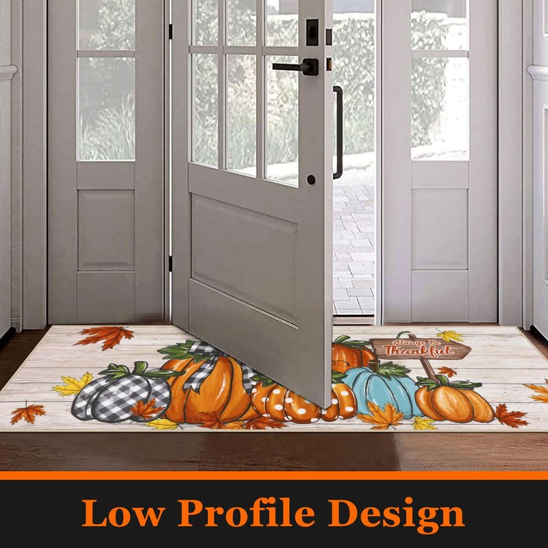 U'Artlines Fall Pumpkin Kitchen Rugs with Runner Sets 3 Piece Farmhouse Seasonal Harvest Holiday Party Rugs and Mats Non Skid Washable Kitchen Floor Mats for Home Hallway Sink Laundry Decor(Pumpkin)