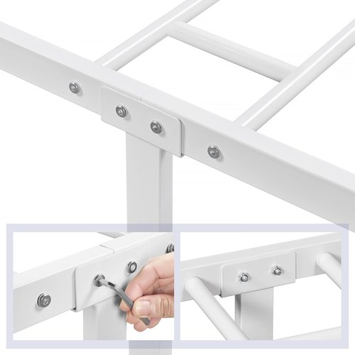 Yaheetech Twin Size Platform Bed Frame with Arrow Design Headboard, 13 Inches Metal Mattress Foundation for Storage, No Box Spring Needed, Easy Assembly, Modern, White