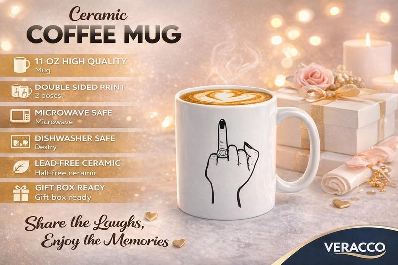 Veracco Funny Engagement Coffee Mug for Bride To Be – Ring Finger Bride Mug – Bridal Shower Gift – Bachelorette Party Cup – Newly Engaged Gift 11 oz