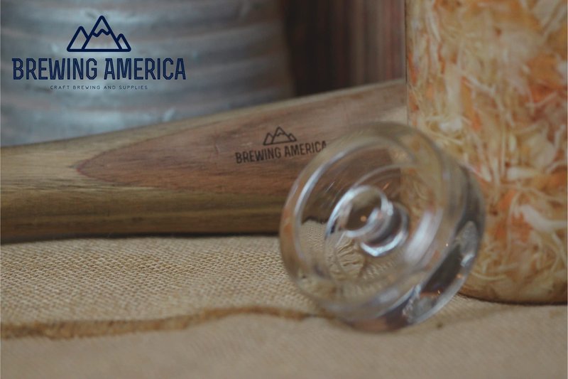 Brewing America Acacia Wood Vegetable Fermentation Tamper - Cabbage Sauerkraut Pounder - Fermenting Food Tool Packer Stomper 12 inches for Mason Jars