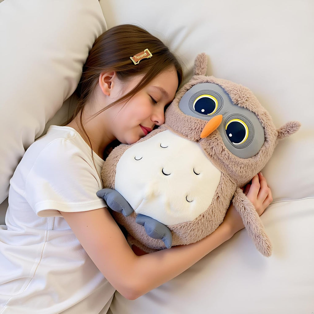 Ryttir 15.7 Inch Chubby Gray Owl Plush Toy - Fun Adventure Stuffed Animal for Kids & Room Decor