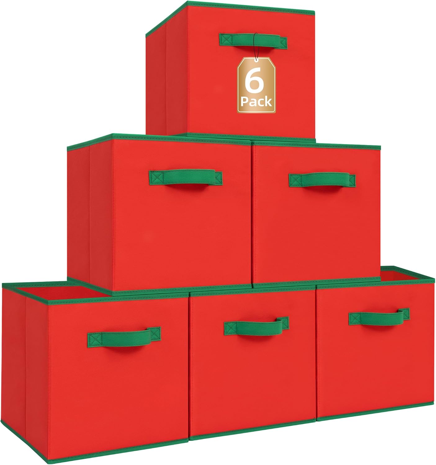Storage Maniac Storage Cubes - Durable 11-Inch Foldable Bins | 6-Pack Red Organizers for Home & Office