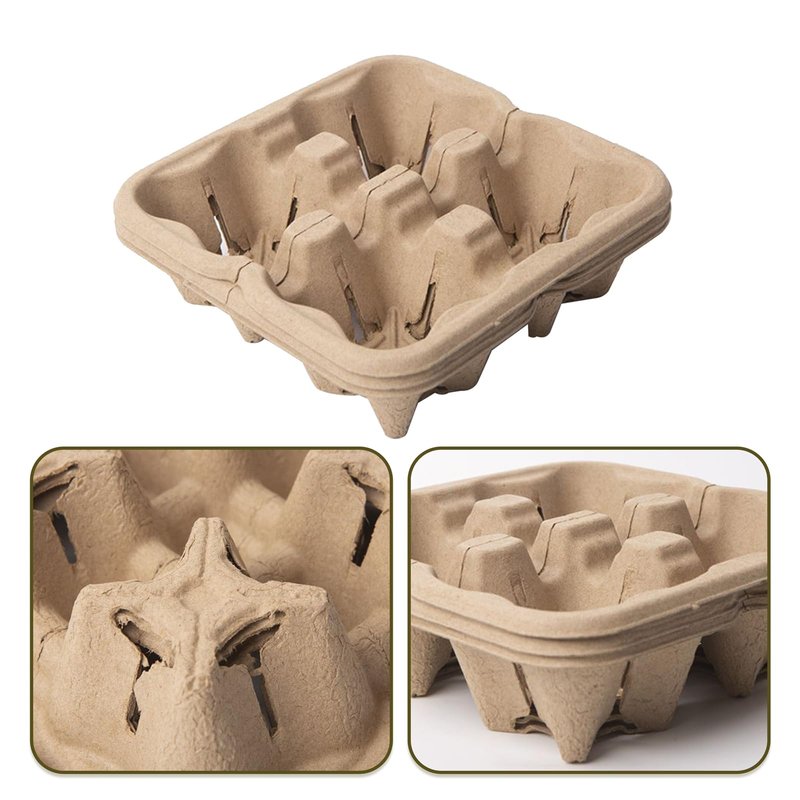 50 Pack 4 Cup Disposable Coffee Tray, Biodegradable and Compostable Cup Holder, Portable Drink Carrier Trays for Hot & Cold Drinks, to Go Coffee Cup Holder for Food Delivery Service Takeout