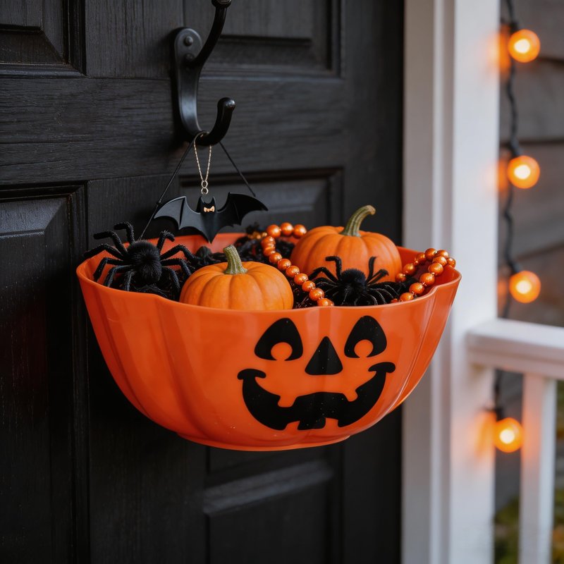 MHFOOU Halloween Candy Bowl, Large Plastic Halloween trick or treat bowl, Pumpkin Candy Bowl Fruit Salad Bowl for Party Decor Supplies, 11.6x4.7 Inch