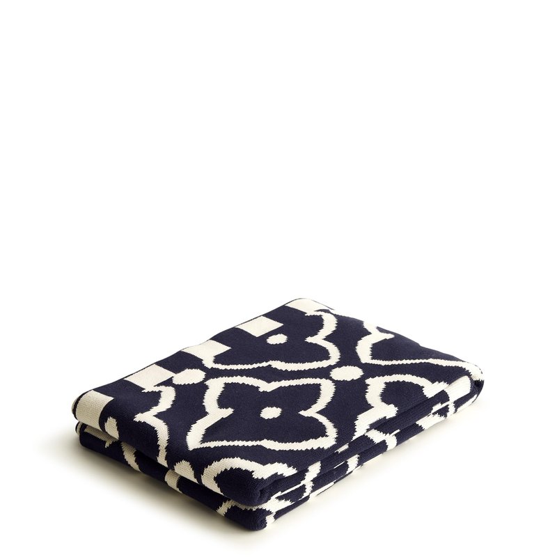 Vera Bradley Women's Cotton Double Knit Throw Blanket, Moorish Peacoat, 70 X 50