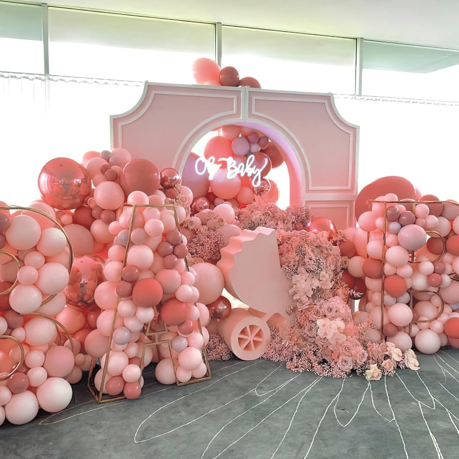 PartyWoo Dusty Pink Balloons - 50 Pcs 12 Inch Blush Rose Latex Helium Balloons for Baby Showers & Parties