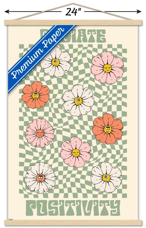Trends International Radiate Positivity Wall Poster, 22.375" x 34", Premium Print and Beechwood Hanger Bundle