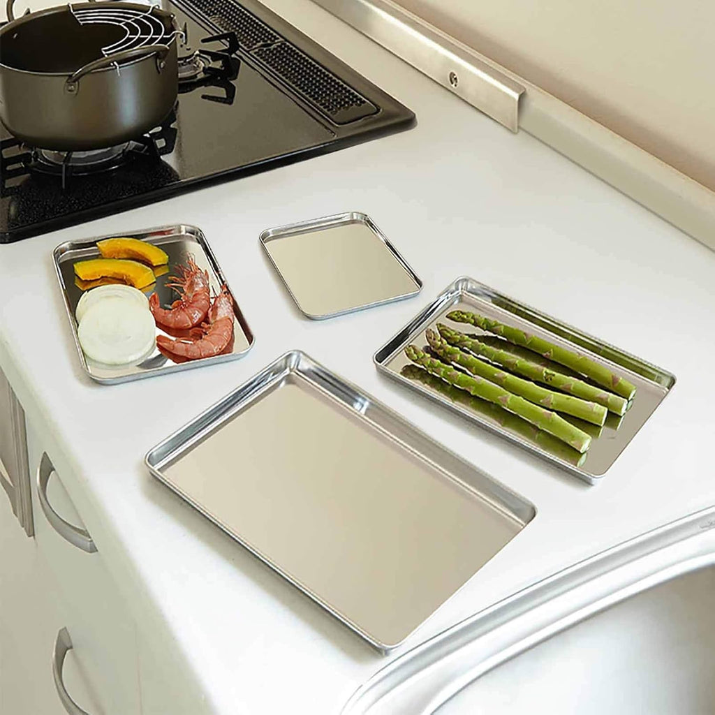 TeamFar Baking Sheet Set - 4-Piece Stainless Steel Cookie Tray Set | Non-Toxic, Rust-Free, Dishwasher Safe