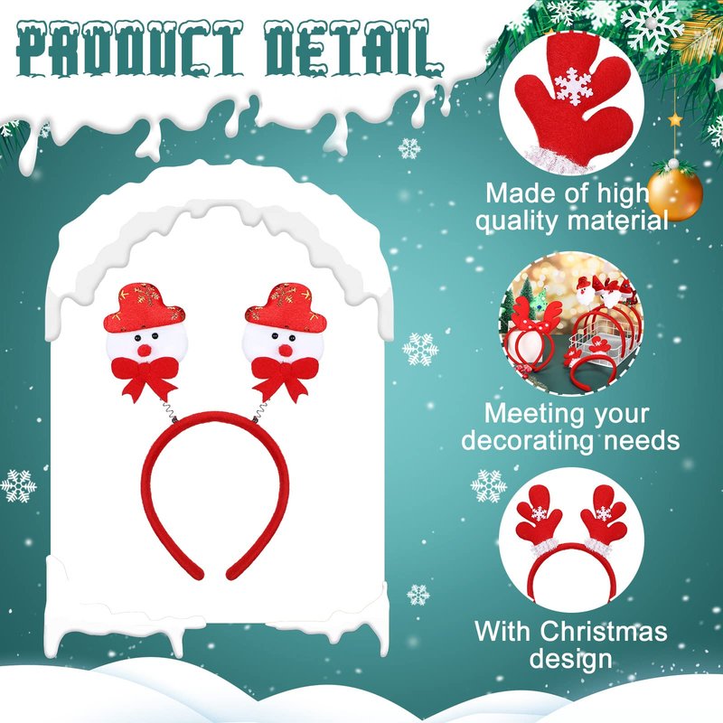 Jexine 50 Pcs Christmas Headbands Santa Reindeer Antlers Headbands Christmas Accessories Xmas Headwear Holiday Headband, 25 Styles
