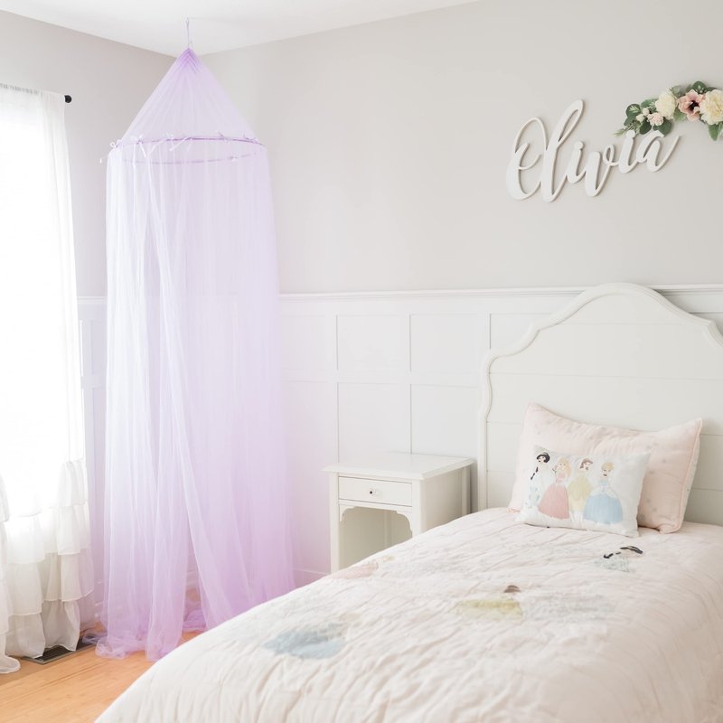Jenn & Joos Purple Princess Bed Netting Canopy for Girls - Hanging Reading Nook for Toddler - Kids Bedroom Decoration Mermaid Theme - College Dormitory Room Accessories