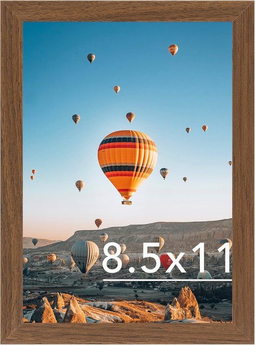 JCJMY 8.5x11 Inch Picture Frame - Brown Certificate & Poster Frame | Horizontal & Vertical Display, Shatter-Resistant Plexiglass
