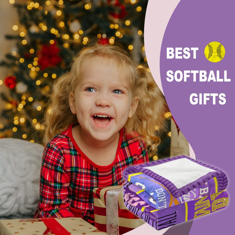 Softball Gifts for Girls, Softball Blanket, Best Girls Softballs Gifts, Softballs Blankets Gift for Girl, Soft Lightweight Soft-Ball Throw Blanket for All Seasons 50"x60"