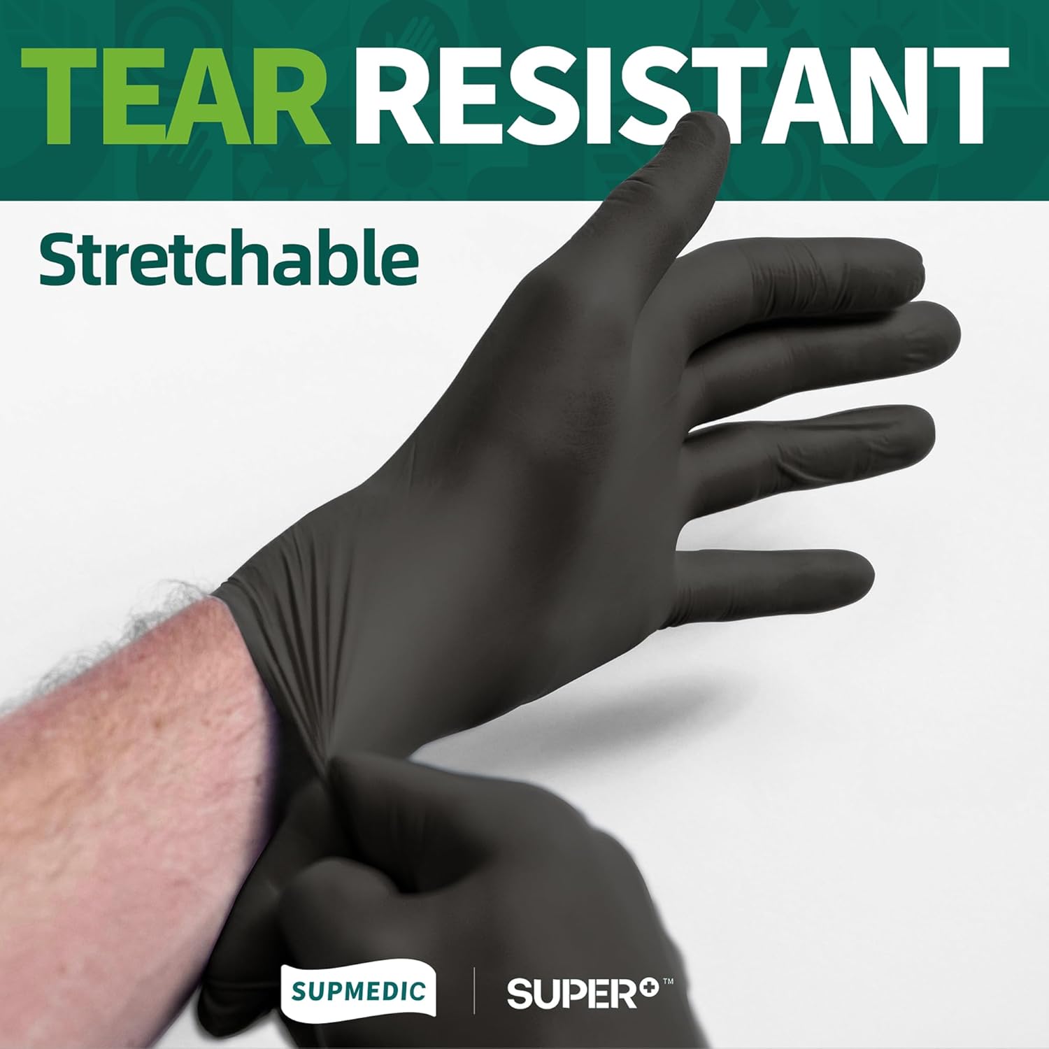 Supmedic Vinyl Disposable Exam Gloves - Black 4Mil, Powder-Free & Latex-Free | Medical & Food Safe, 100 Ct