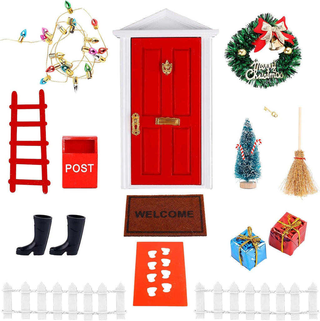 Skiennix Christmas Fairy & Elf Door - Enchanting Miniature Accessories for DIY Holiday Decor