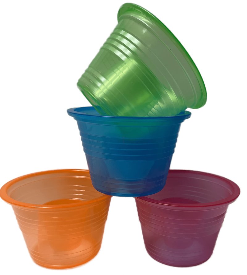Plastic Power Bomber Shot Cups or Jager Blaster Bomb Glasses (20 Pack, Assorted Neon - Soft Plastic)