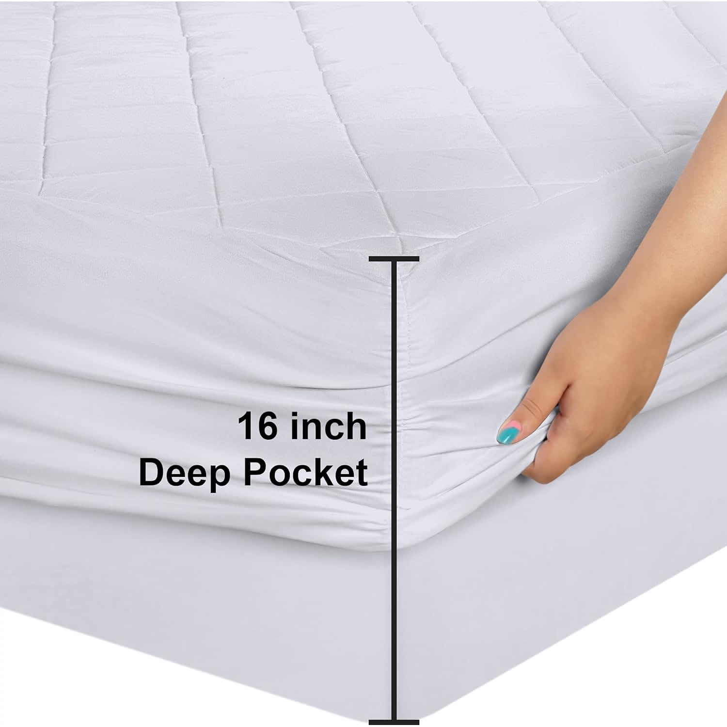 Utopia Bedding Quilted Mattress Pad - King Size Elastic Fitted Protector | Deep Pocket, Machine Washable (White)