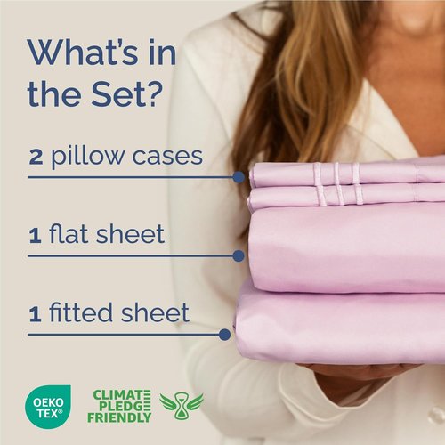 Comfy Breathable Cooling Bed Sheets Set by [Brand Name] - Luxury 4 Piece Full Size Sheet Set - Soft, Wrinkle-Free, Deep Pockets - Light Pink