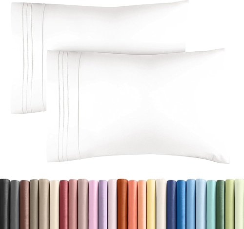 King Standard Pillow Cases - Soft Hotel Quality, Fade & Wrinkle Resistant - 2 Piece Set in Antique White