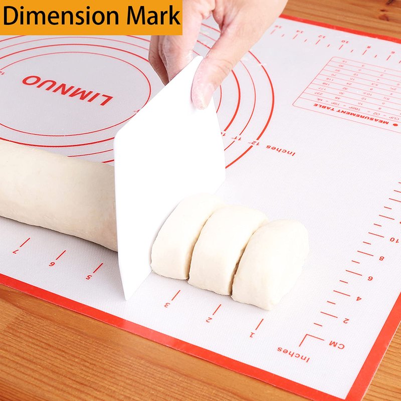 Silicone Baking Mat，Non Stick Rolling Dough with Measurements for Pie Pizza Cookies Fondant Making，Extra Thick Non Slip Silicone Pastry Mat (Red, L-16"×24")