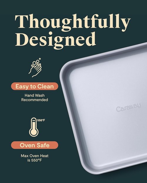 Caraway 9” Square Pan Duo - Non-Stick Ceramic Coating - Chemical-Free Bakeware - Black