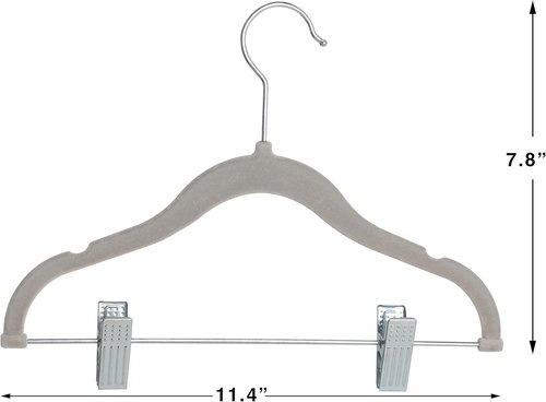 Finnhomy Non-Slip Baby & Kids Velvet Hangers - 20-Pack Heavy-Duty Clips, Space-Saving Gray