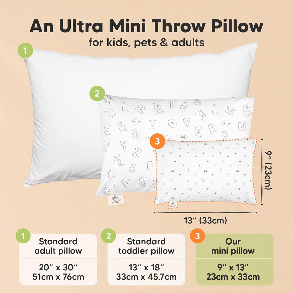 My Little Dreamy Mini Toddler Pillow - Soft Organic Cotton Travel Pillow with Case, 9x13 (Acorn)