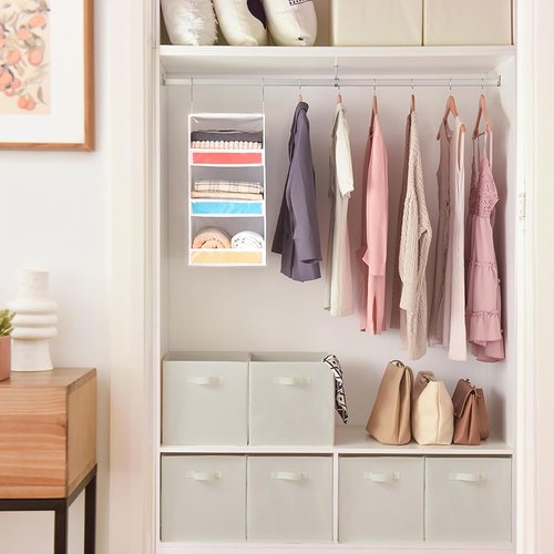 Granny Says Cube Storage Bins - Foldable 13x13 Fabric Organizers with Handles | Beige 6-Pack