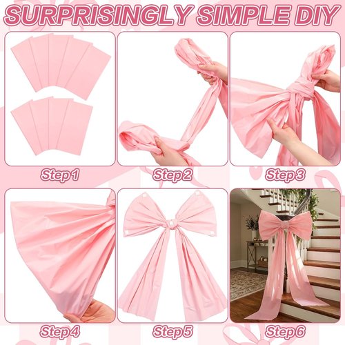 Frienda 9 Pcs Giant Bows | Large DIY Wall Decorations for Baby Showers, Weddings & Parties - Pink