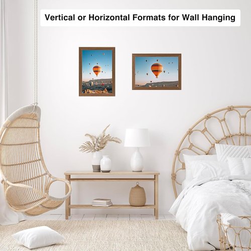 JCJMY 8.5x11 Inch Picture Frame - Brown Certificate & Poster Frame | Horizontal & Vertical Display, Shatter-Resistant Plexiglass