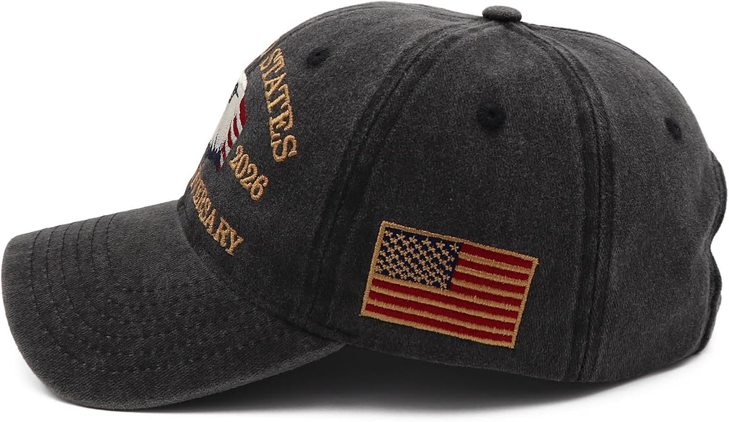 USA 250th Anniversary Hat - Patriotic Baseball Cap with Embroidered Eagles | Unisex 1776-2026