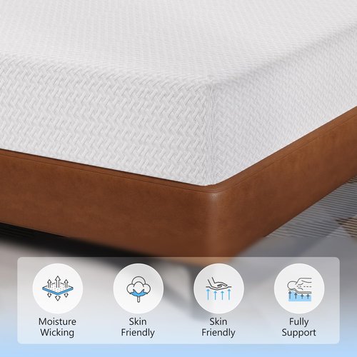 FDW 12 Inch Green Tea Cooling Gel Memory Foam Mattress - Medium-Firm Pressure Relief | Twin Size, CertiPUR-US Certified