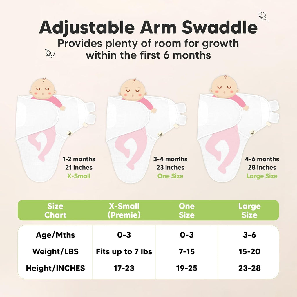 Skiennix Organic Baby Swaddle Wraps - Soft & Snug Sleep Sacks for Newborns 0-3 Months | 3-Pack in Willow