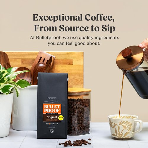 Bulletproof Original Decaf Coffee - Medium Roast Whole Bean, 12 Ounces (Pack of 3) | 100% Arabica Blend