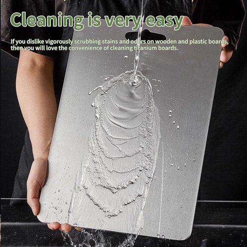 Titanium Cutting Board-304L Stainless Steel Cutting Boards for Kitchen, Double Sided Food Grade, Titanium Cutting Mat Chopping Boards for Meat Fruit & Vegetable Various Cooking Tasks