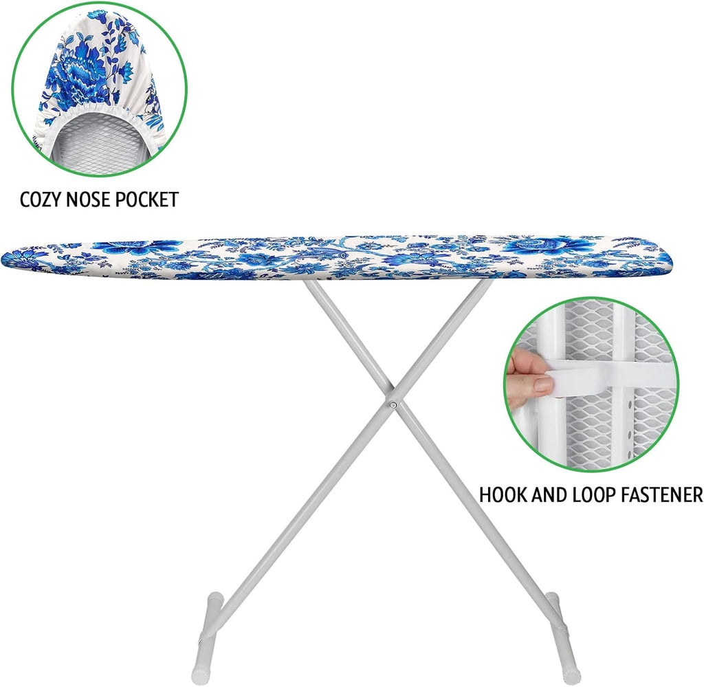 Skiennix Ironing Board Cover - Scorch & Stain Resistant Cotton Pad | 15x54 Inch with Elastic Edge