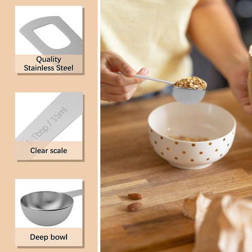 BERYLER 5PCS 1tbsp (3tsp, 15ml, 1/2oz) Single Measuring Spoon, Stainless Steel Individual Teaspoons Only